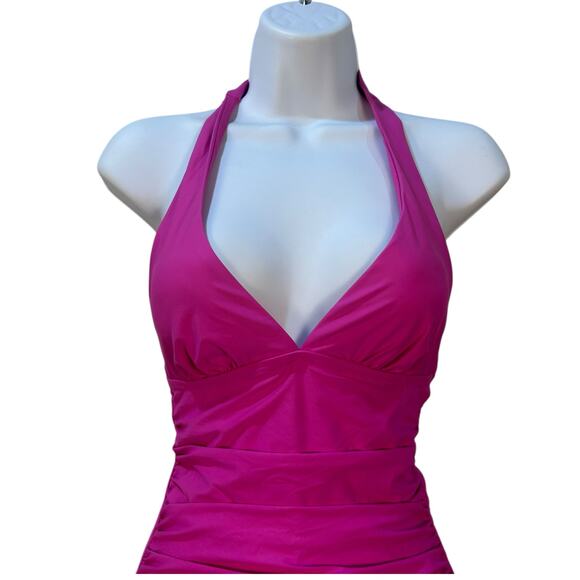 DKNY Tie-Back Halter Style One-Piece Swimsuit Pink Women's XS NWT - Picture 5 of 10
